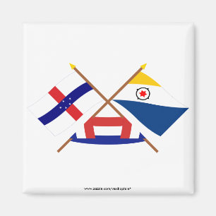 Netherlands Antilles and Bonaire Crossed Flags Magnet