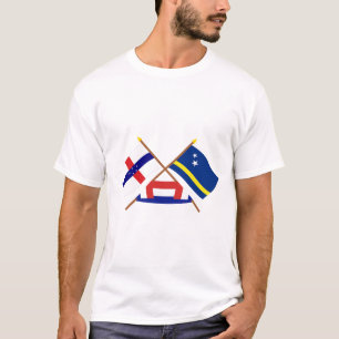 Netherlands Antilles and Curacao Crossed Flags T-Shirt
