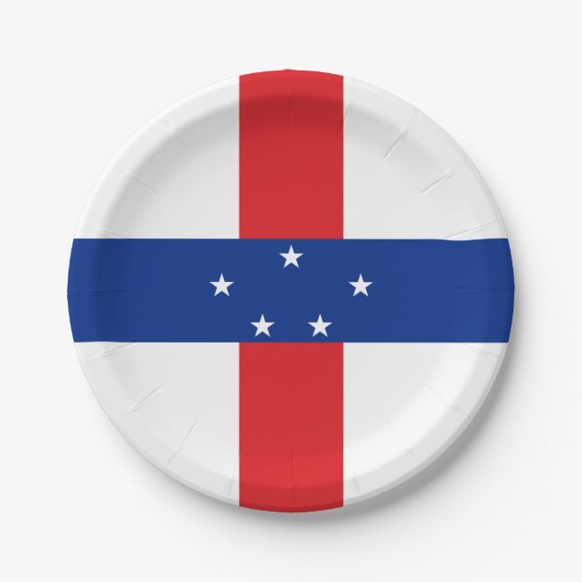 Netherlands Antilles Flag Paper Plate (Front)