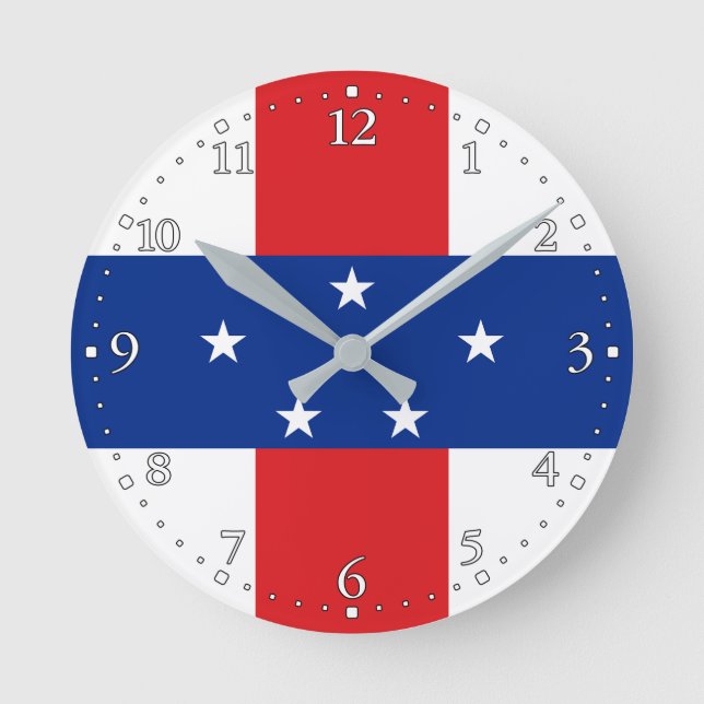 Netherlands Antilles Flag Round Clock (Front)