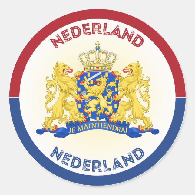 Netherlands Coat of Arms Circle Shape  Classic Round Sticker (Front)
