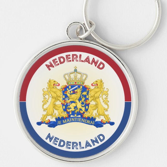Netherlands Coat of Arms Circle Shape  Key Ring (Front)