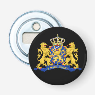 Netherlands Coat Of Arms on Black bot Bottle Opener