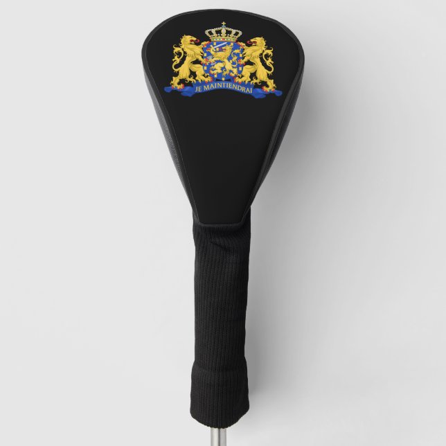 Netherlands Coat of Arms on Black dccnt Golf Head Cover (Front)