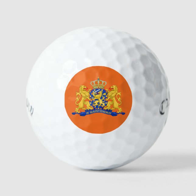 Netherlands Coat of Arms on Orange css gbt Golf Balls (Front)