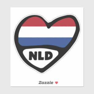 Netherlands Country Code Flag Heart, NLD