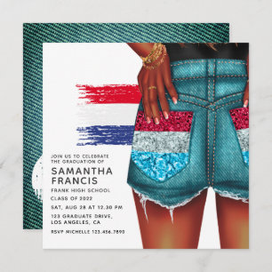 Netherlands Denim Girl Graduation Party Invitation