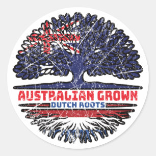 Netherlands Dutch Australian Australia Tree Roots Classic Round Sticker