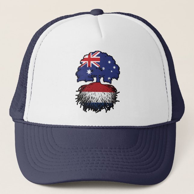 Netherlands Dutch Australian Australia Tree Roots Trucker Hat (Front)