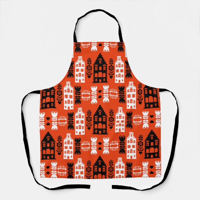 Netherlands Dutch Folk Art Print Apron (Front)