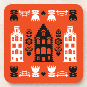 Netherlands Dutch Folk Art Print Coaster