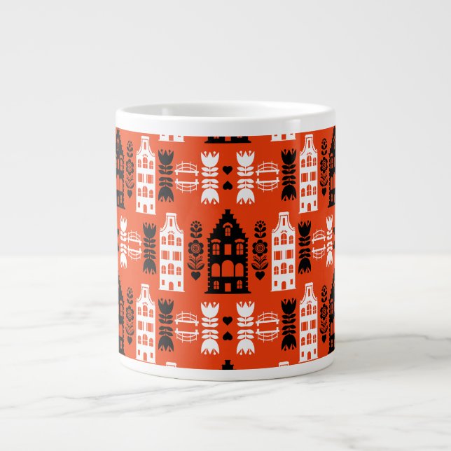 Netherlands Dutch Folk Art Print Large Coffee Mug (Front)