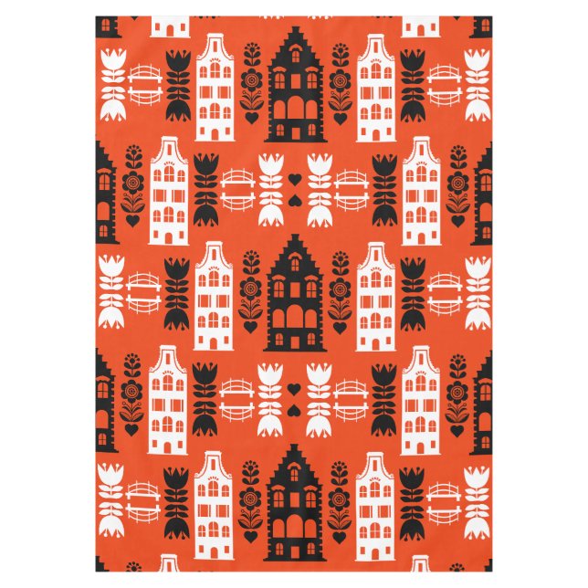 Netherlands Dutch Folk Art Print Tablecloth (Front)