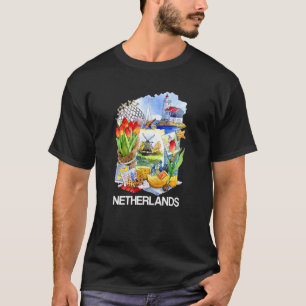 Netherlands Dutch Symbols Canals Tulips Windmills T-Shirt