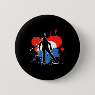 Netherlands Flag Biathlonist - Dutch Biathlon 1 6 Cm Round Badge