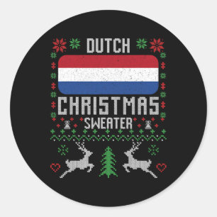 Netherlands Flag Dutch Christmas Sweater Classic Round Sticker