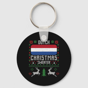 Netherlands Flag Dutch Christmas Sweater Key Ring