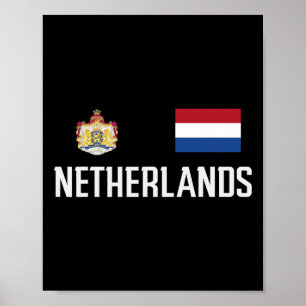 Netherlands Flag Footbyll Soccer Fan Men Women Kid Poster