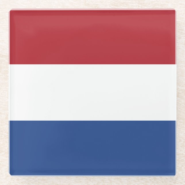 Netherlands Flag Glass Coaster (Front)