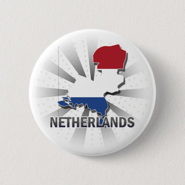 Netherlands Flag Map 2.0 6 Cm Round Badge (Front)