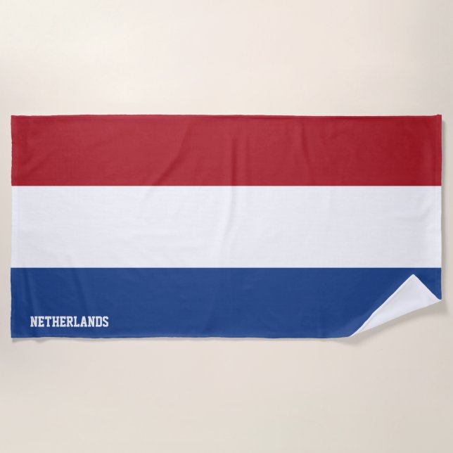 Netherlands Flag Splendid Patriotic Beach Towel (Front)
