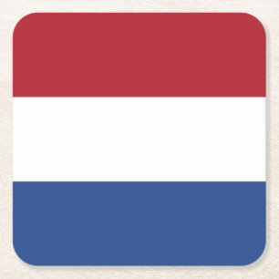Netherlands Flag Square Paper Coaster