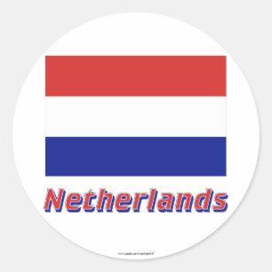 Netherlands Flag with Name Classic Round Sticker