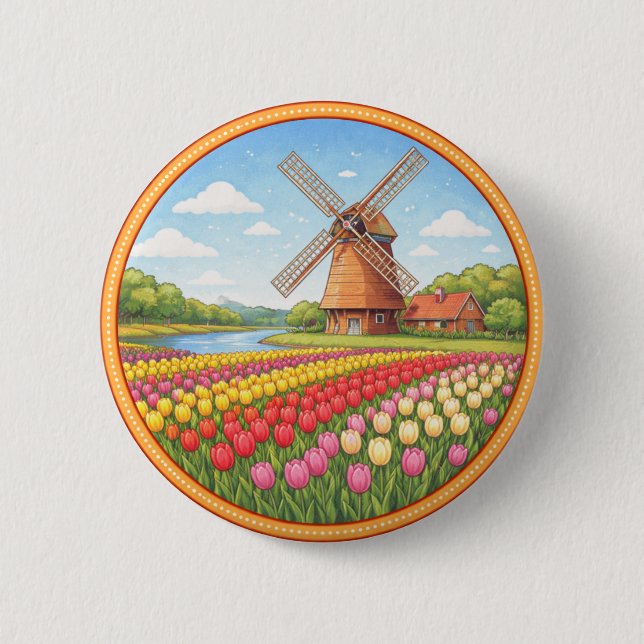 Netherlands' Flowers Fields 6 Cm Round Badge (Front)
