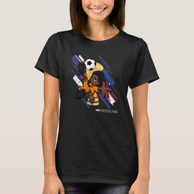 Netherlands Football Soccer Kids Playing Soccer Go T-Shirt (Front)