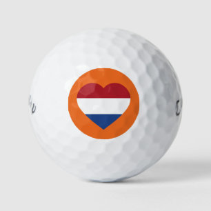 Netherlands Heartflag on Orange cwb gbt Golf Balls