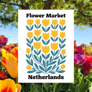 Netherlands Holland Flower Market Yellow Tulip Postcard