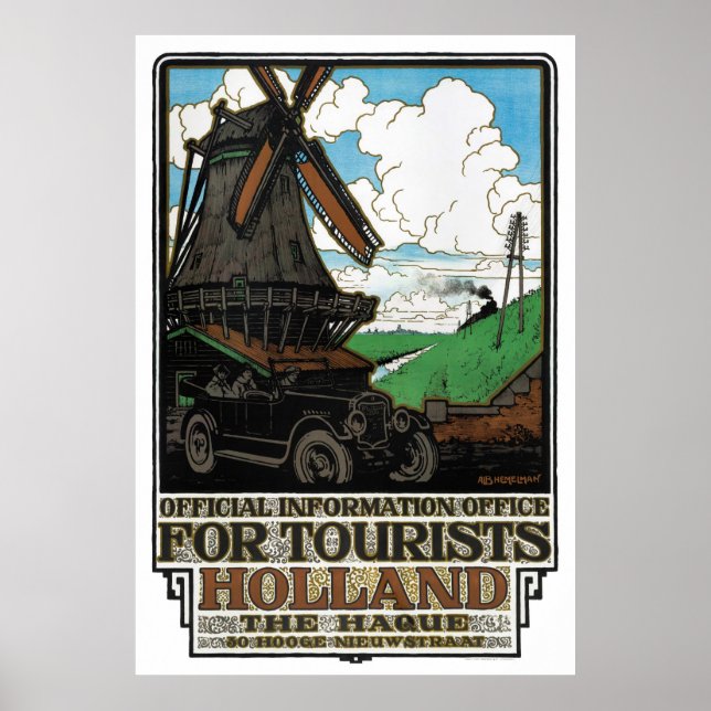 Netherlands Holland Vintage Travel Poster Restored (Front)