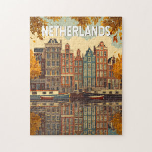 Netherlands Illustration Travel Art Vintage Jigsaw Puzzle