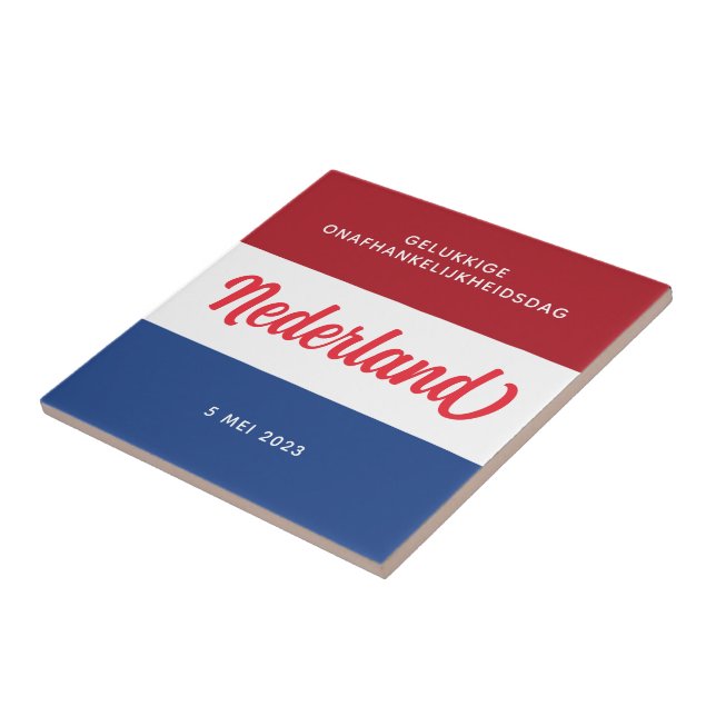Netherlands Independence Day Dutch National Flag Ceramic Tile (Side)