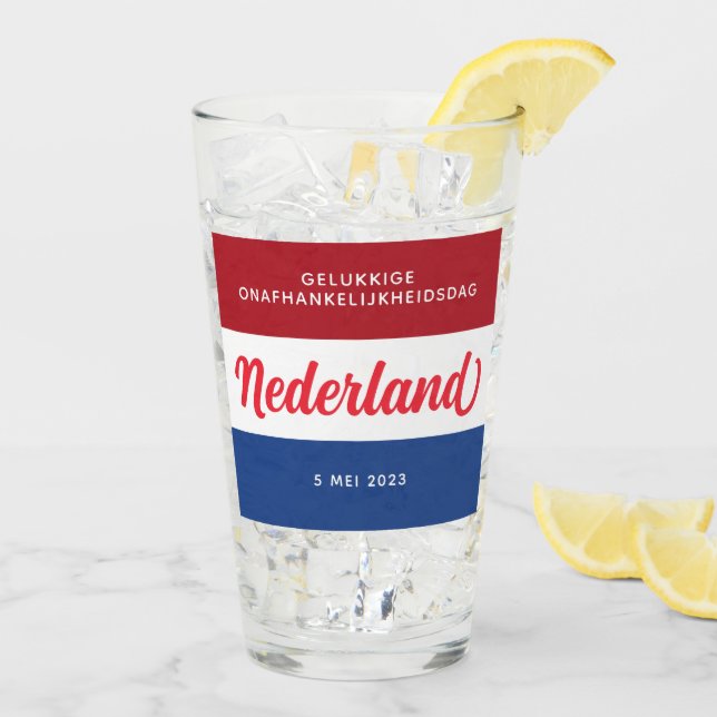 Netherlands Independence Day Dutch National Flag Glass (Back Ice)