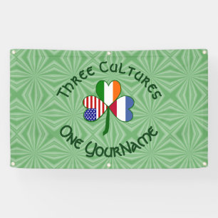 Netherlands Ireland USA Shamrock Flag Personalised Banner