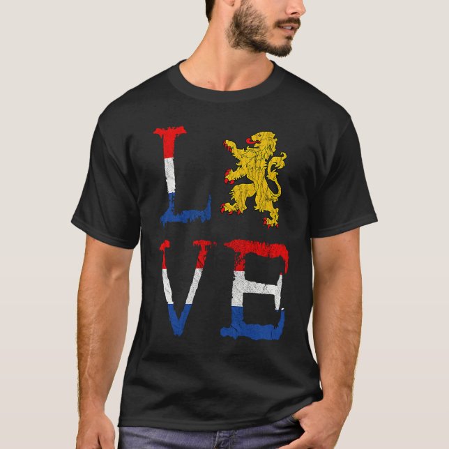 Netherlands Love Holland Love Oranje Lion Crest Ne T-Shirt (Front)