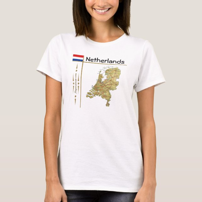 Netherlands Map + Flag + Title T-Shirt (Front)
