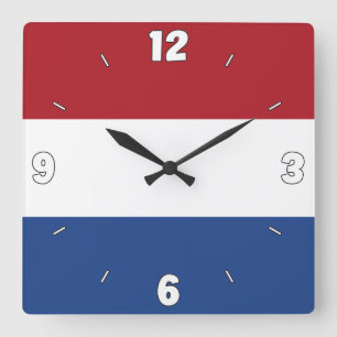 Netherlands National Flag Patriotic Square Wall Clock