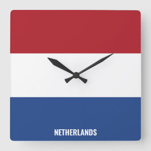 Netherlands National Flag Patriotic Square Wall Clock