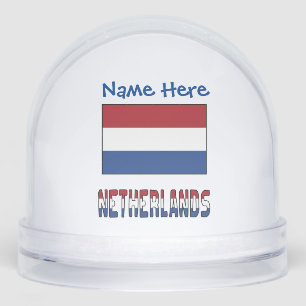Netherlands Netherlander Flag Blue Personalised  Snowglobe