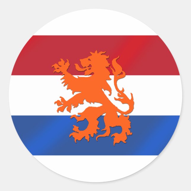 Netherlands Rampant lion Netherlands flag Classic Round Sticker (Front)
