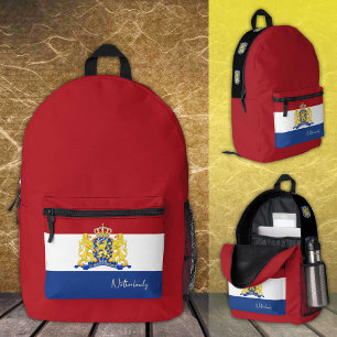 Netherlands, Red backpack, Dutch Flag /patriotic Printed Backpack
