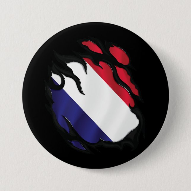 Netherlands Ripped Flag 7.5 Cm Round Badge (Front)