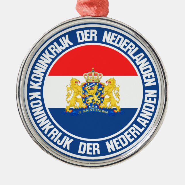 Netherlands Round Emblem Metal Ornament (Front)