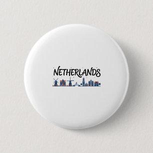 Netherlands Skyline Travel Vacation Outfits 6 Cm Round Badge