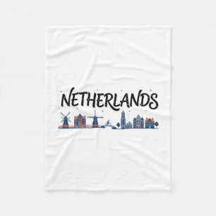 Netherlands Skyline Travel Vacation Outfits  Fleece Blanket