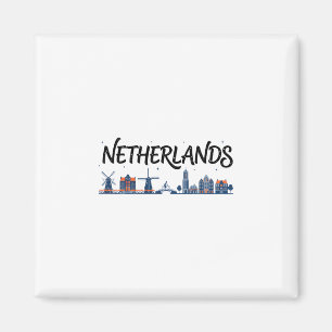 Netherlands Skyline Travel Vacation Outfits Magnet