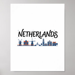 Netherlands Skyline Travel Vacation Outfits  Poster
