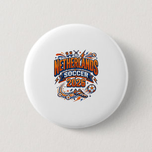 Netherlands Soccer 2026 Soccer Bold Country Typogr 6 Cm Round Badge